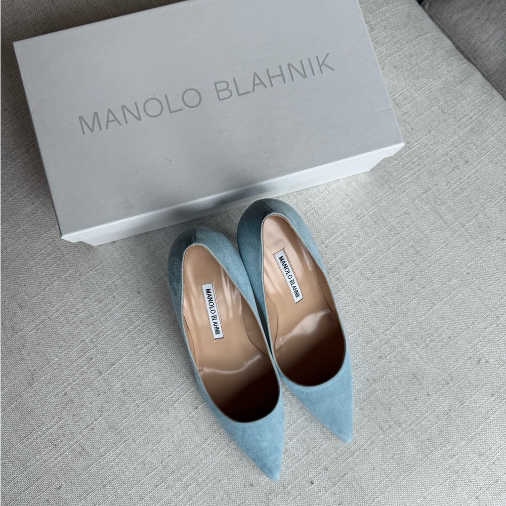 Manolo Blahnik Blue Suede Women's Shoes